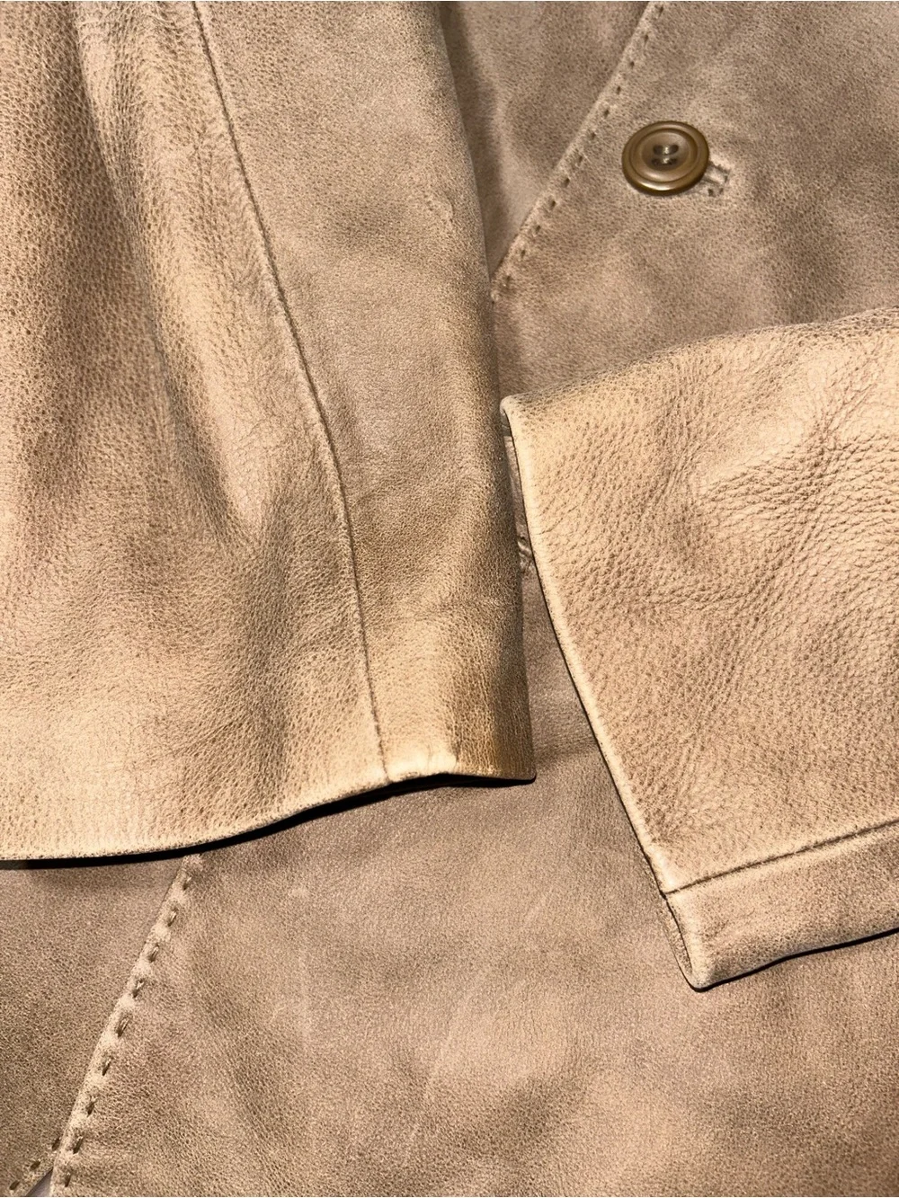 J. Ferrar Tan Brown Leather Three Button Blazer Sport Coat Jacket